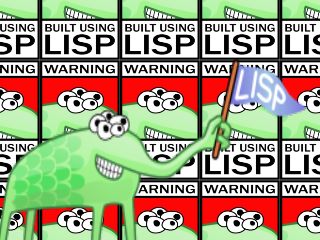 alien alpha-blended over tiled warning label